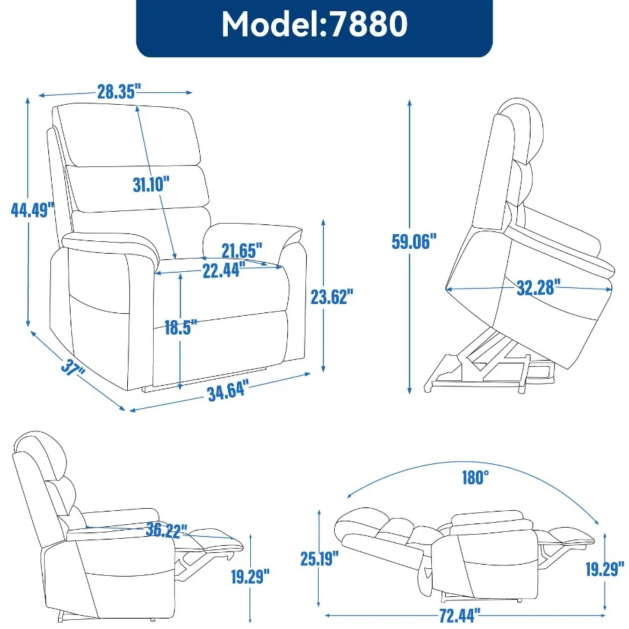 Grey Catproof Leather Dual Motor Infinite Position Up to 350 LBS Power Lift Recliner Chair with PowerRemote Heat Massage and He