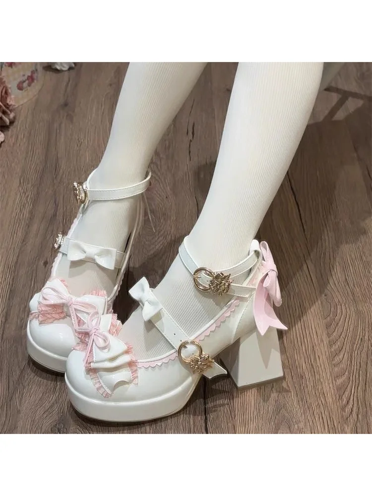 

Мечтательные туфли Лолиты на очень высоком каблуке с бабочкой, непромокаемые туфли на платформе, увеличивающие рост, элегантные туфли Лолиты для девочек