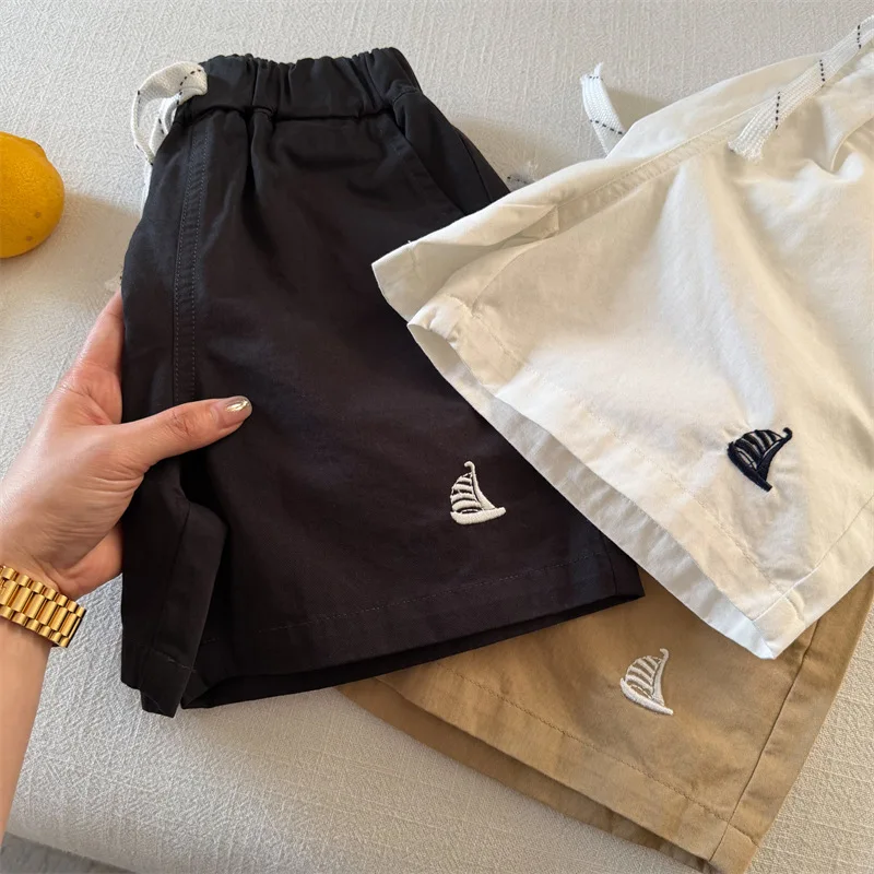 Children's Shorts Kids' Shorts Summer  Solid Color Embroidered Shorts for Boys Girls Simple Cotton Pants for Babies Trendy Style