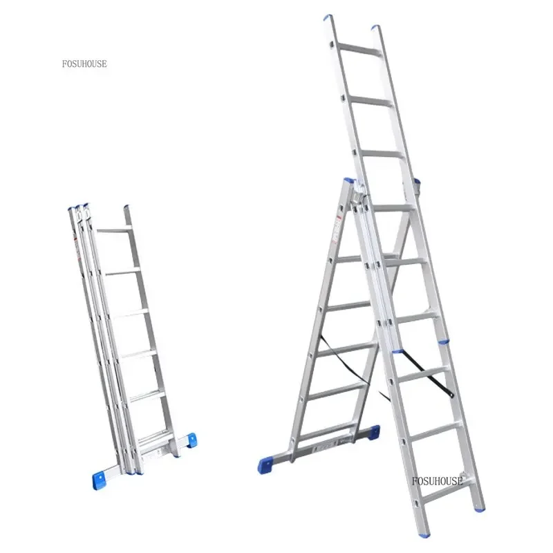 #Multifunctional Telescopic Ladder Aluminum Alloy Herringbone Walking Ladder Folding Lift Straight Ladder Thickened Engineering