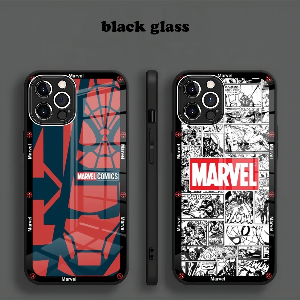 Marvel phone case new for Iphone 15 14 13 12 11 Pro Max X XS XR 7 8 Plus 2020 SE Metallic Paint Glass