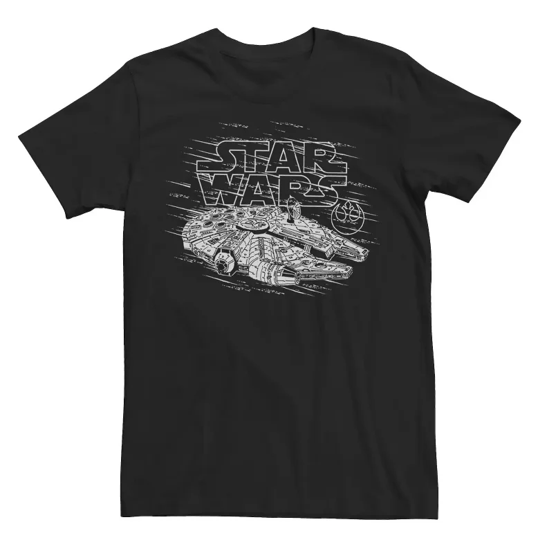 Star Wars Herren-Kurzarm-T-Shirt, Science-Fiction-Retro-Streetwear, Clone Wars, Death Star, Millennium Falcon, tägliches Fan-Geschenk