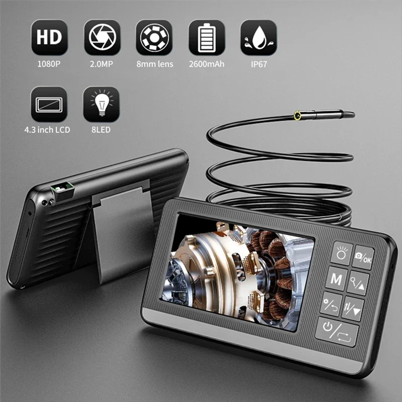 سبتمبر. المنظار الصناعي 1080P 4.3 بوصة HD كاميرا فحص Borescope الرقمية IP67 كاميرا مقاومة للماء 3 أمتار