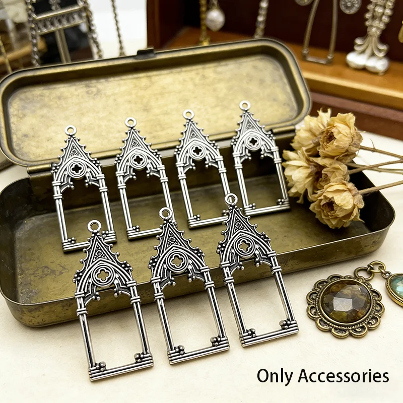 3pcs 47*18mm Gothic Vintage Hollow Out Castle Church Charms Pendant Designer Charms Fit Jewelry Making DIY Jewelry Findings