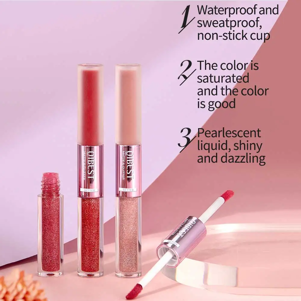 6 Farben Lip gloss Set flüssiger Lippenstift 2 in 1 Lippen tönung wasserdicht lang anhaltende Feuchtigkeit rote Lippen matt Lippenstift Make-up für Frauen