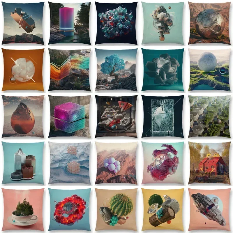 أحدث ثلاثية الأبعاد طباعة مشرق ملون العالم مذهلة مشهد غطاء الوسادة تعليق رائع سبار أريكة معدنية رمي كيس وسادة #2