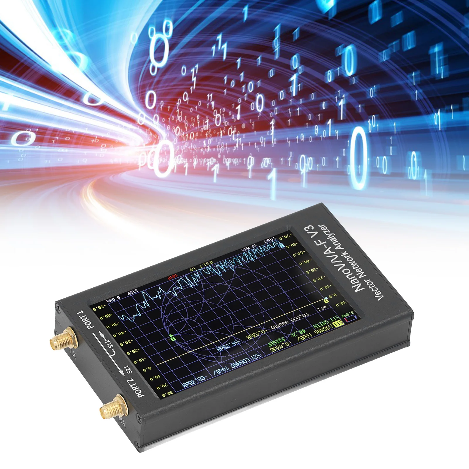 نطاق تردد محلل شبكة المتجهات 1 ميجا هرتز إلى 6 جيجا هرتز 4.3 بوصة شاشة تعمل باللمس تصميم محمول عالي الدقة محلل هوائي VHF UHF