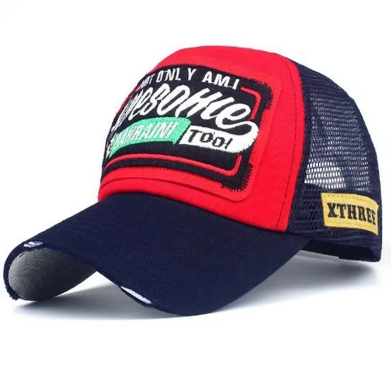 Spring And Summer New Mesh Embroidery Letter Awesome Baseball Cap Women\'s Baseball Cap Mesh Hat Men\'s Outdoor Sunscreen Cap