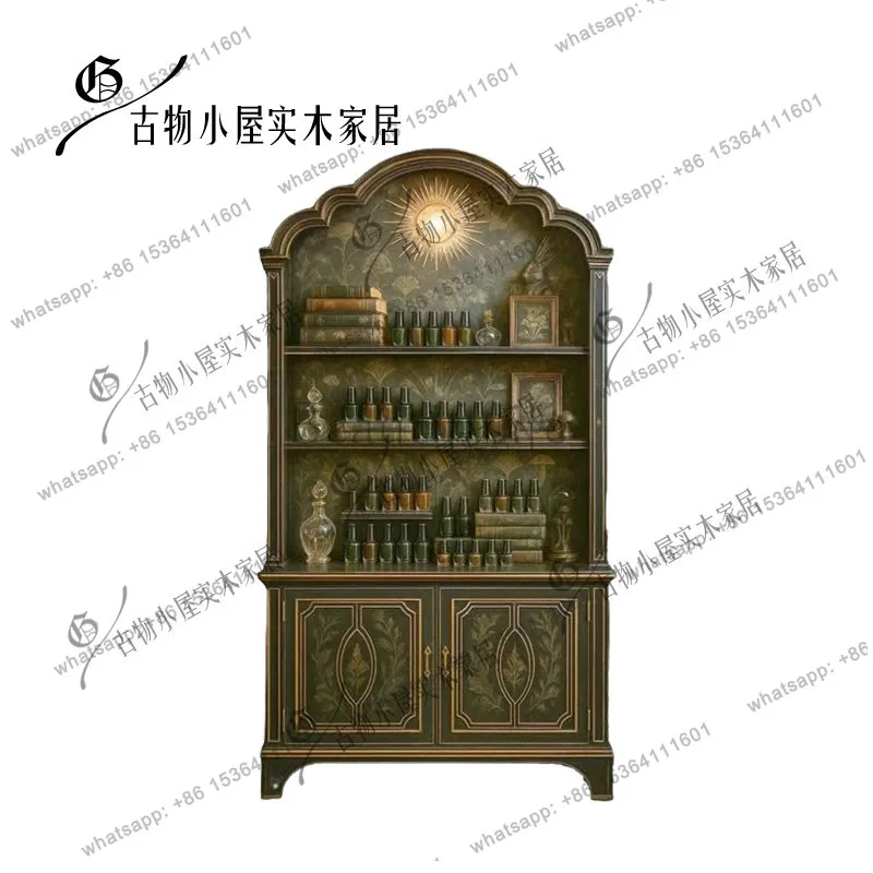 French retro carved wine cabinet/modern high-end light luxury collection cabinet