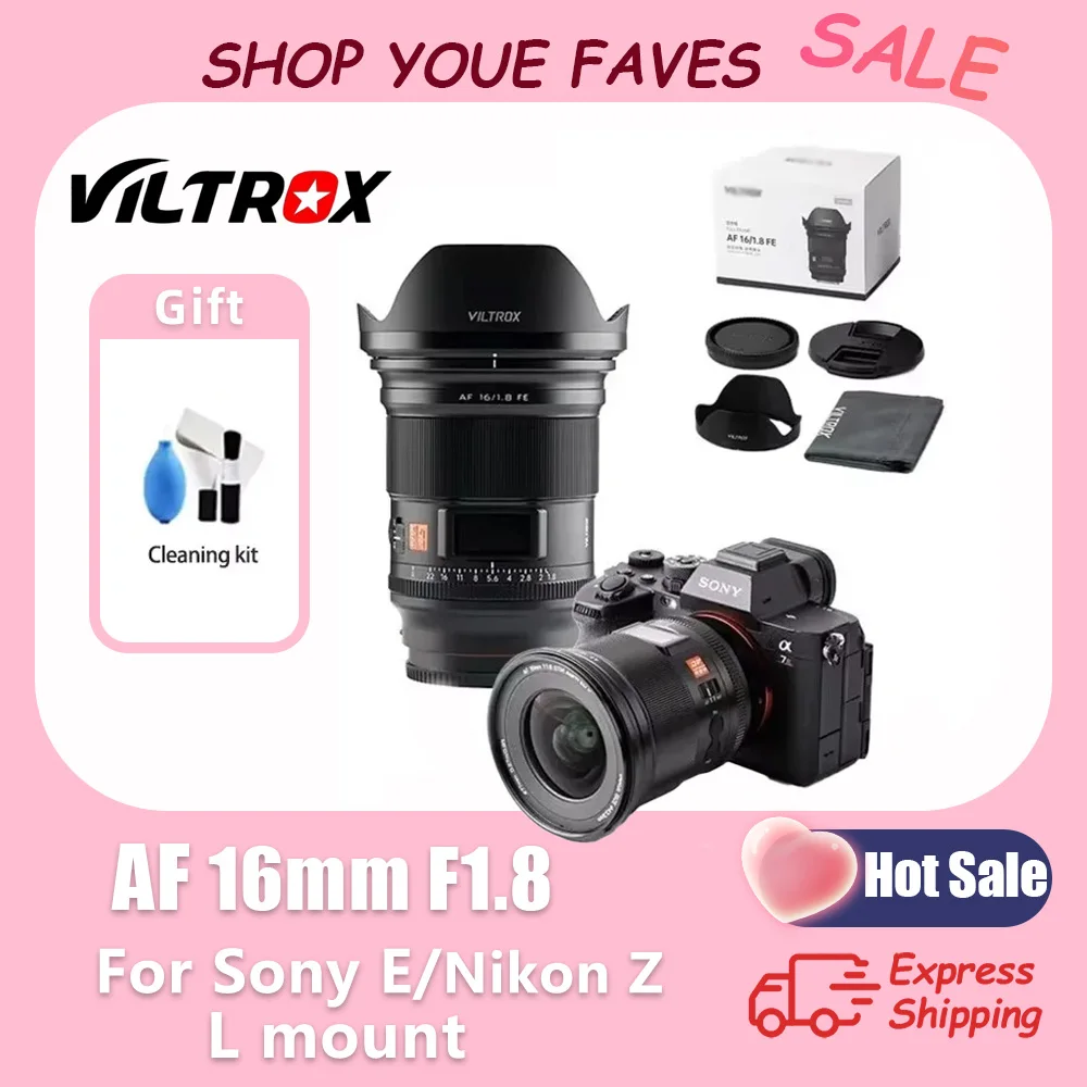 

VILTROX 16mm F1.8 Auto Focus Full Frame Large Aperture Wide-angle Cameras Lens for Sony A9II A7iii Nikon Z Z5 Z6 Z7 Z50 L Mount