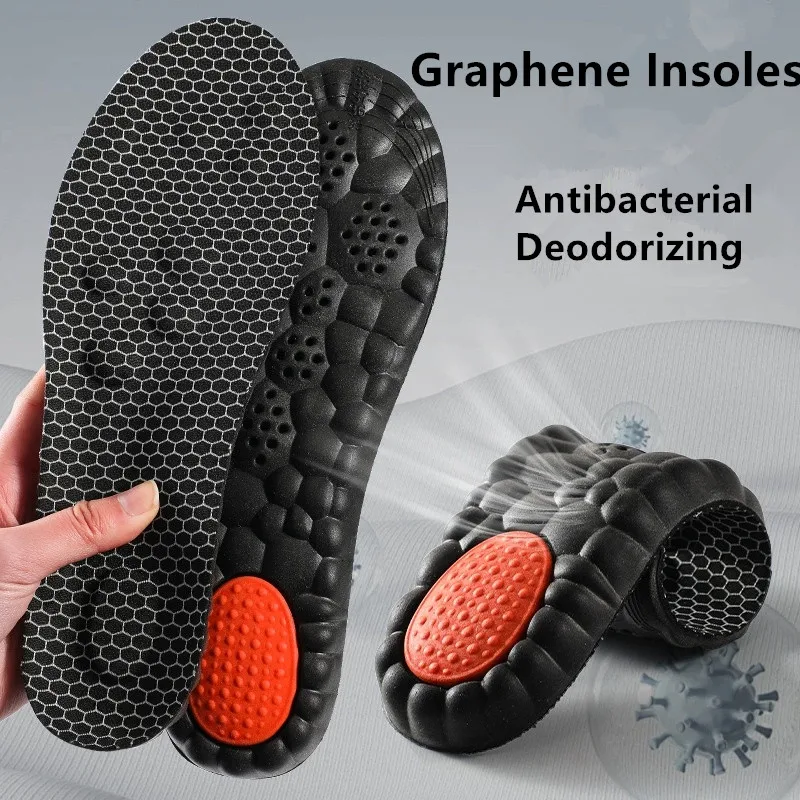 Graphene Sports Insoles Unsex Massage Arch Cushion High Resilience Anti-odor Antimicrobial Breathable Sweat Wicking inserts