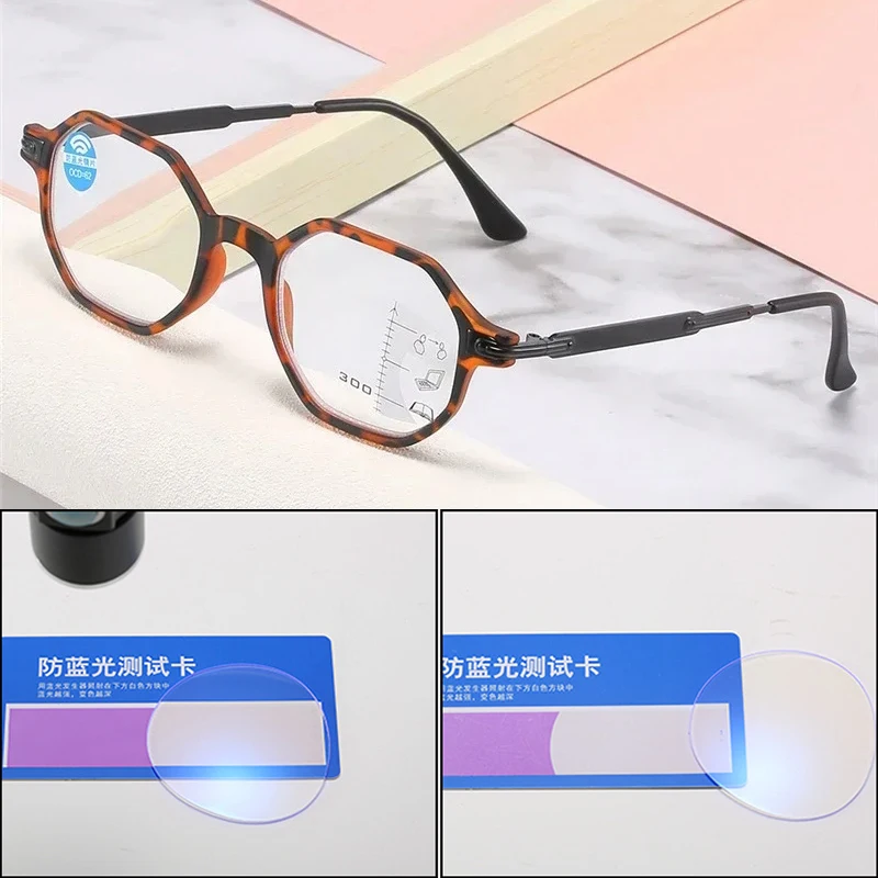 Multifokale Lesebrille +1,0 + 1,5 + 2,0 + 2,5 + 3,0 + 3,5 Anti-Blaulicht-Hyperopie-Brille Neutrale HD-Presbyopie-Brille