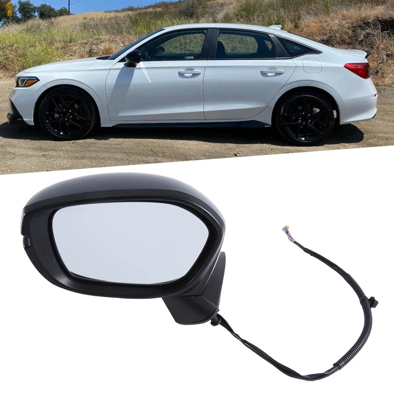 Electric Folding Rear View Mirror For Honda Civic 2022 2023 8-Wire W/Heated Turn Signals Adjustable