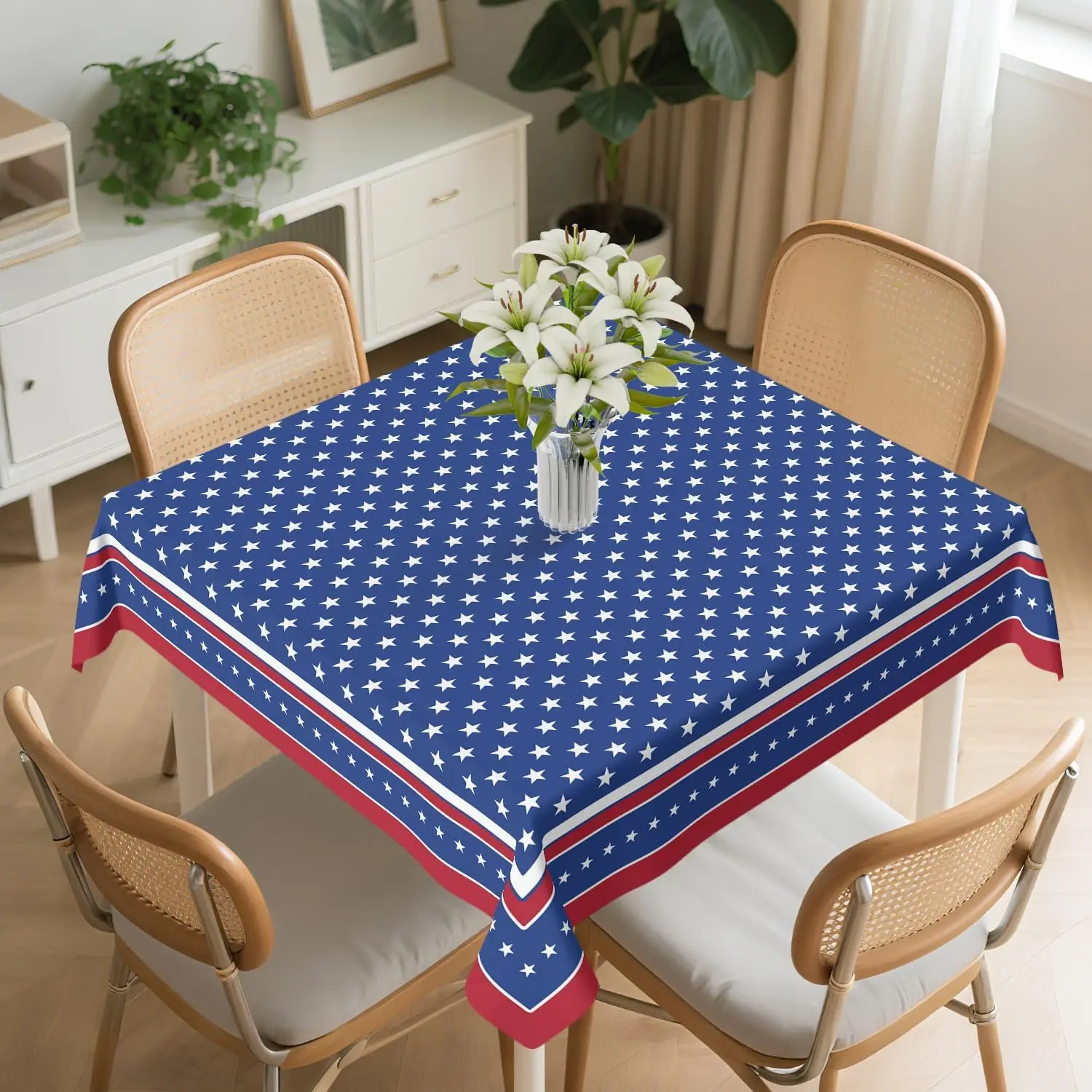 

Star Pattern Square Tablecloth Washable Celestial Decorative Table Cloth Cover for Dining Party Picnic
