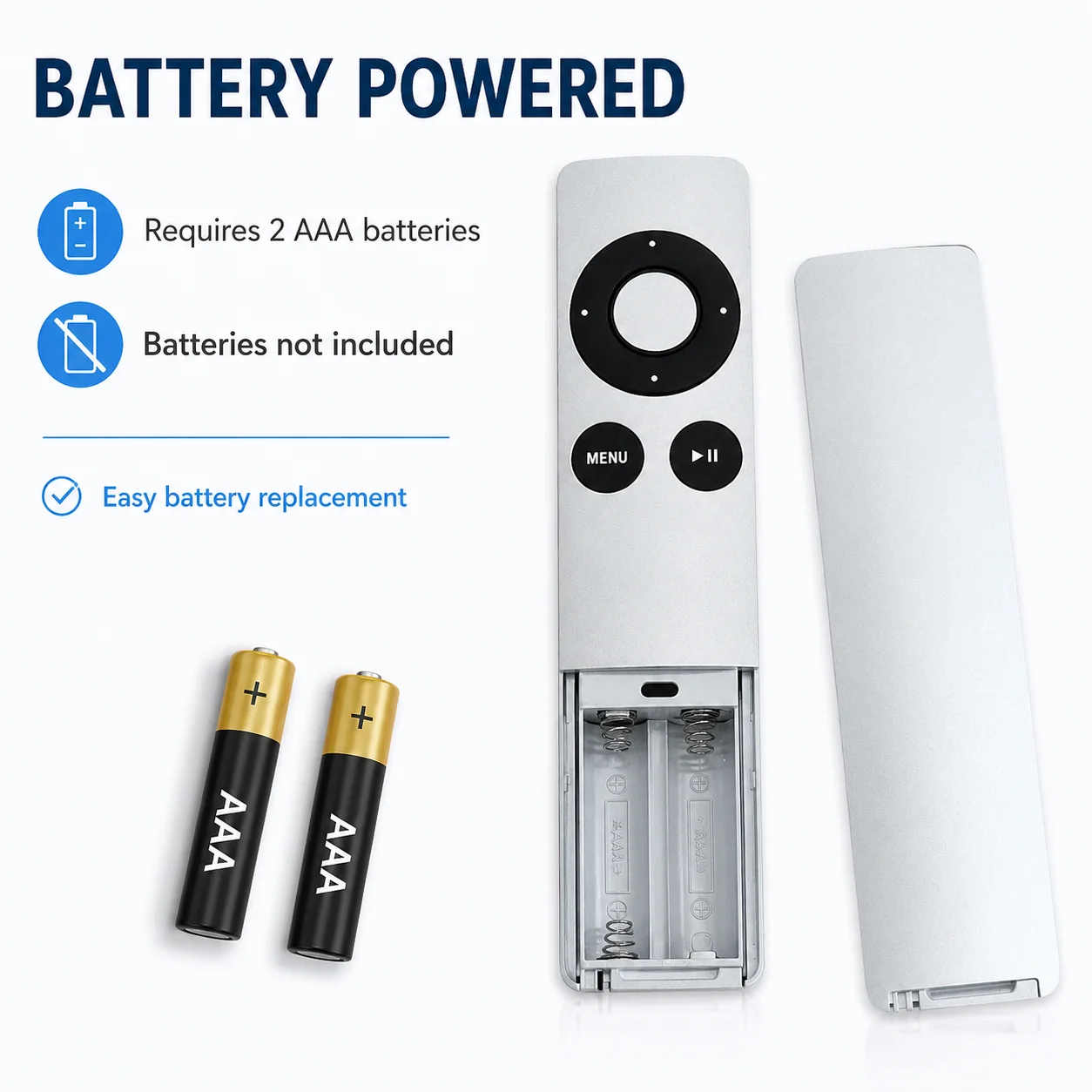 Replacement Remote Control Compatible with A1156 A1427 A1469 A1378 for Apple TV 1 2 3 4 Not Original Plastic - view 6