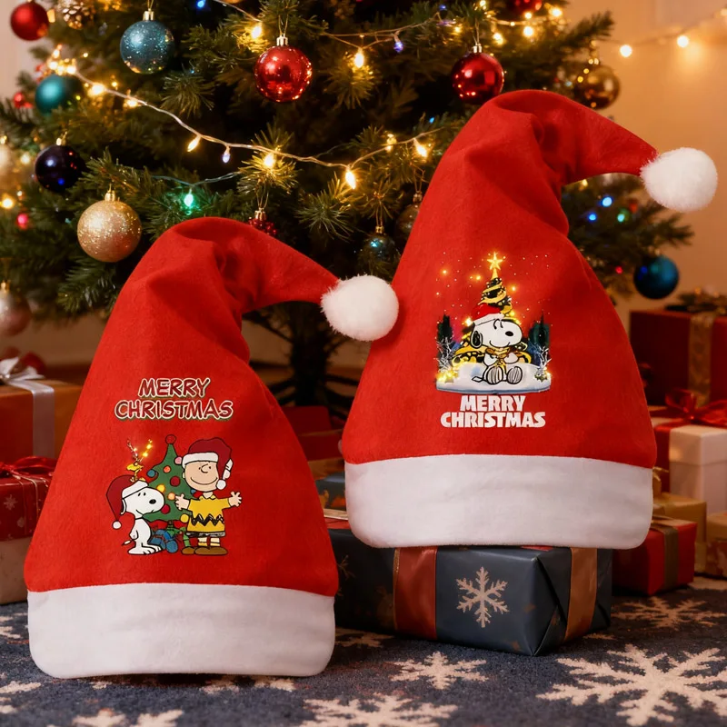 

Рождественская шапка Snoopys для взрослых и детей, товары для рождественской новогодней вечеринки, подарок, нарядное украшение, реквизит, шапки Санта-Клауса, рождественский подарок