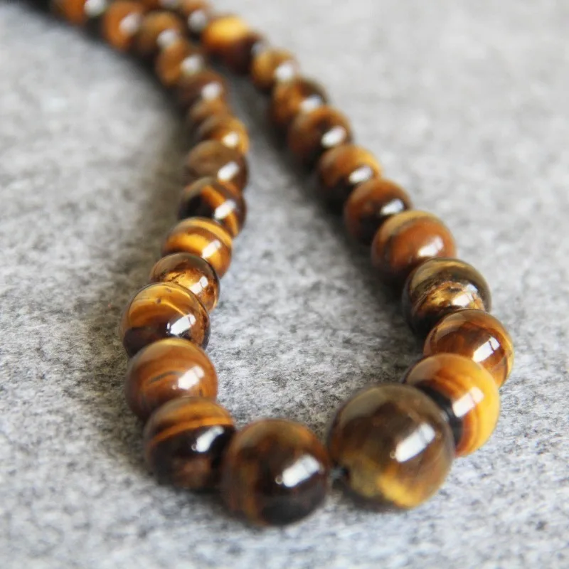خرز دائري، سلسلة برج قلادة من حجر عين النمر الأصفر الطبيعي، مجوهرات عصرية ومتعددة الاستخدامات #3