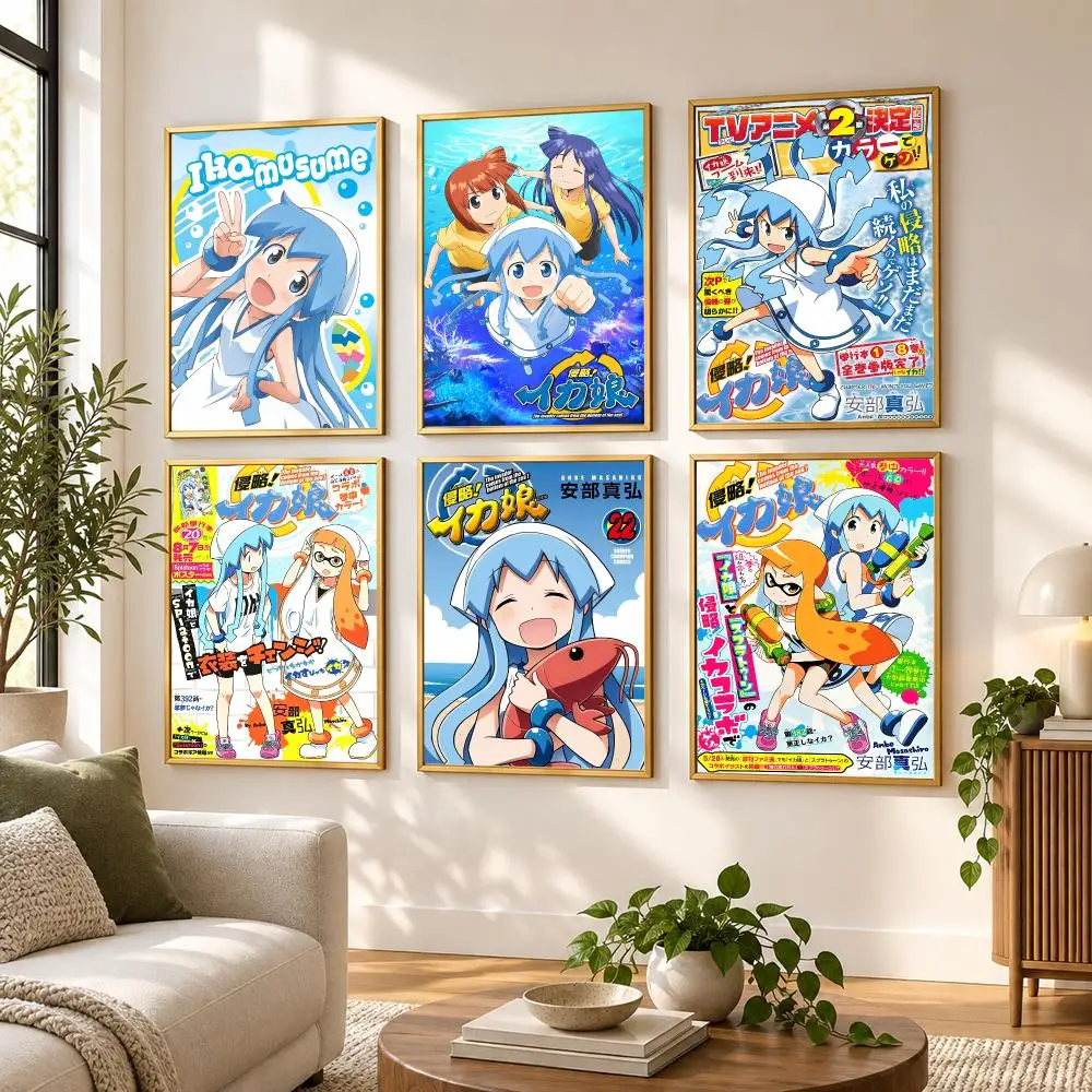 Anime Cute Squid Girl Kawaii Poster HD art sticky wall waterproof home living room bedroom bar aesthetic decoration