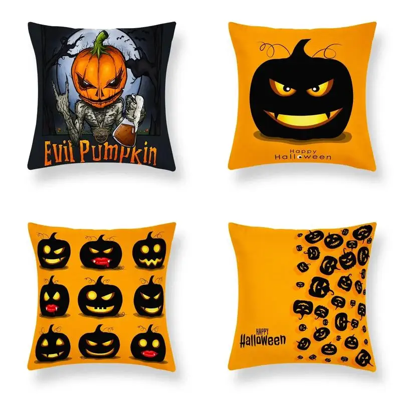 

Home Decor Scary Evil Pumpkins for Happy Halloween Pattern Cushion Cover Suitable for Sofa Bedroom Car Pillow Cover