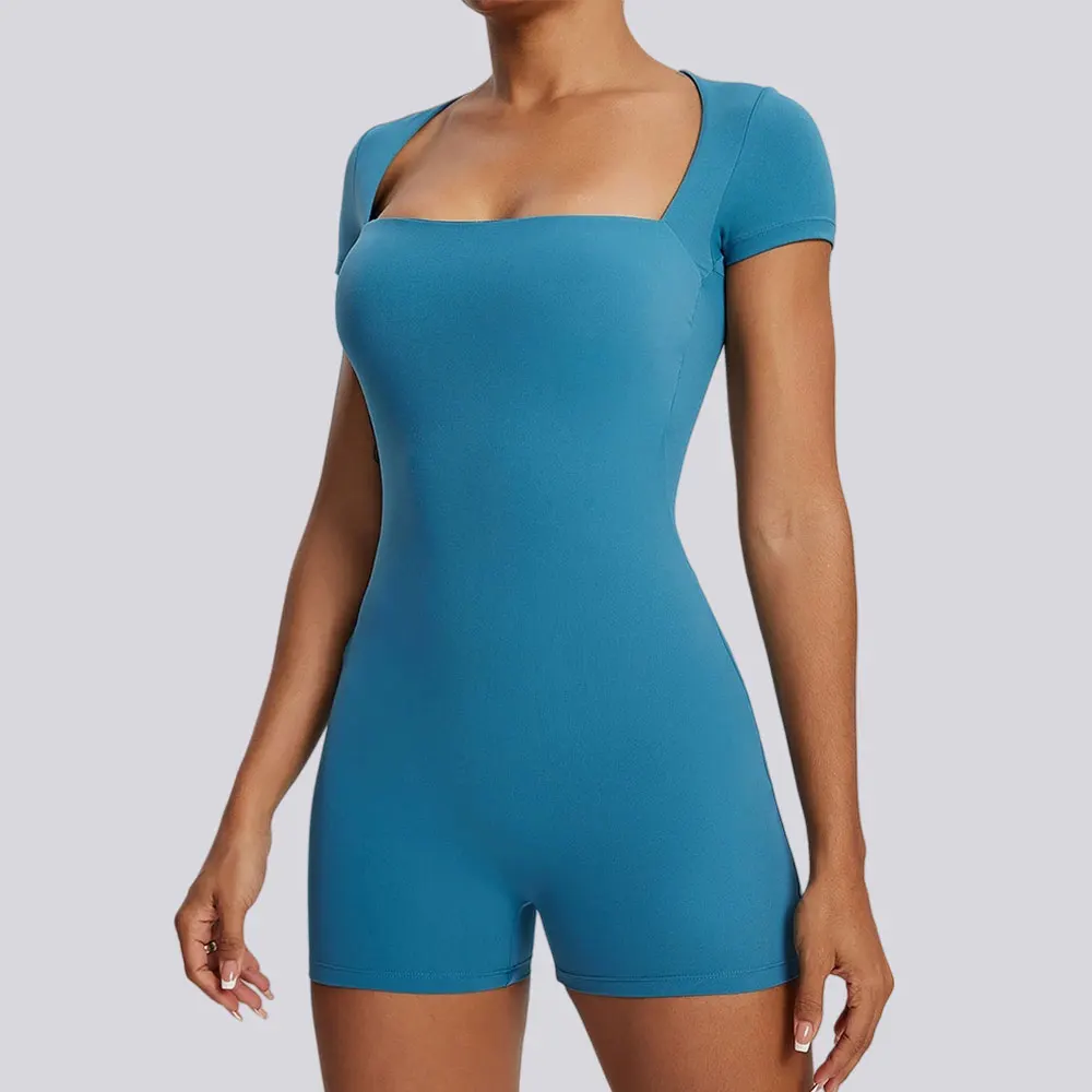 

Женский короткий комбинезон, женский цельный тренировочный костюм с эффектом пуш-ап для тренажерного зала, сексуальный комплект для фитнеса с открытой спиной, спортивные боди для йоги, комплект для йоги