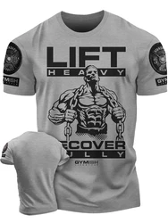 Koszulka z nadrukiem 3D Recover w pełni treningowa zabawna koszulka na siłownię wysokiej jakości bawełniana męska koszulka z krótkim rękawem Muscle Man Tough Guy T-Shirt