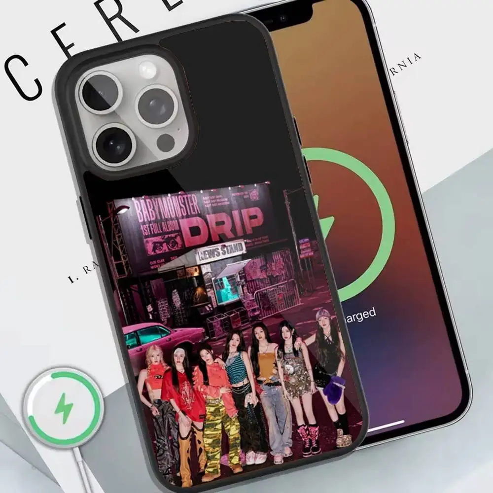BabyS Kpop M-Monster Phone Case For Magnetic Wireless Charge  Cover For iphone 16 15 14 13 12  11 Pro Max Plus Coque