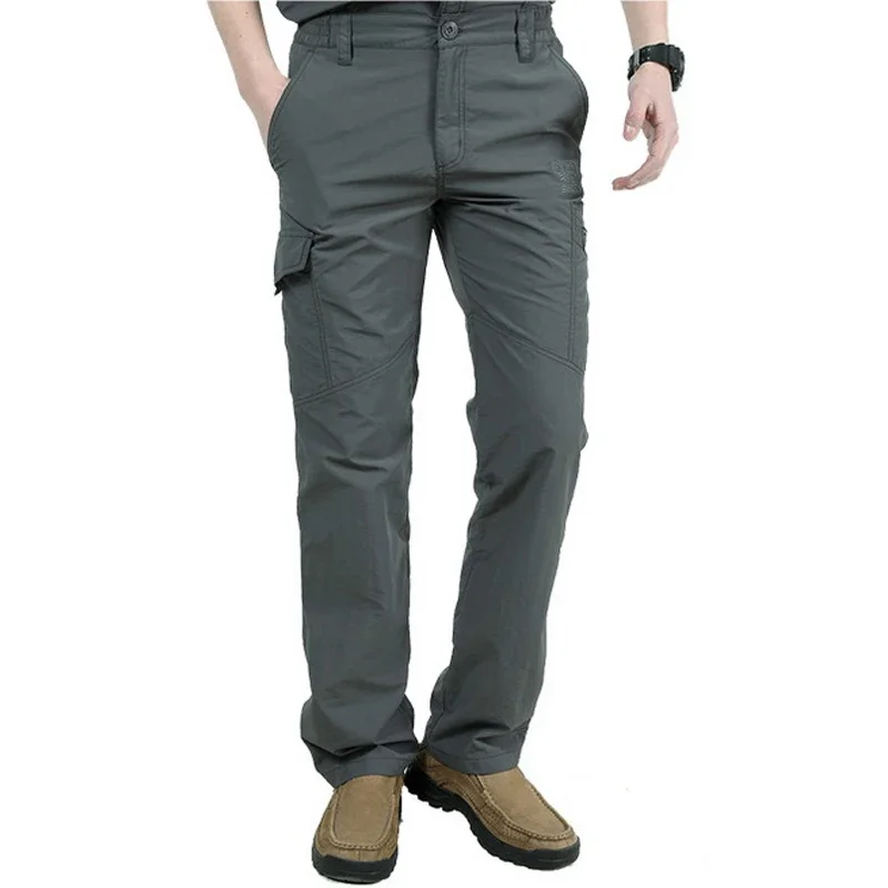 Quick Dry Pants Men Summer Breathable Track Cargo Pants Male Joggers Mens Outwear Army Pockets Training Trousers 4XL Pantalon