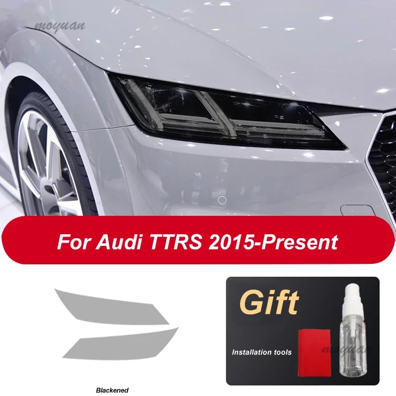 2 pçs filme do farol do carro capa transparente preto auto cura tpu adesivo para audi tt tts ttrs mk3 8s 2015 acessórios