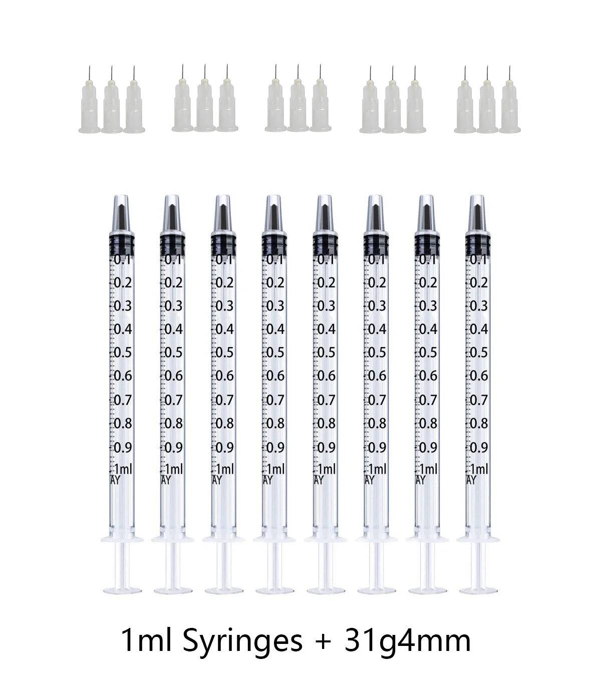 1ml Syringes+34G4MM+32G4MM+30G4MM Injection Needles Drawing Needles Injection Tool Sharp Pointed Needles Disposable Needle