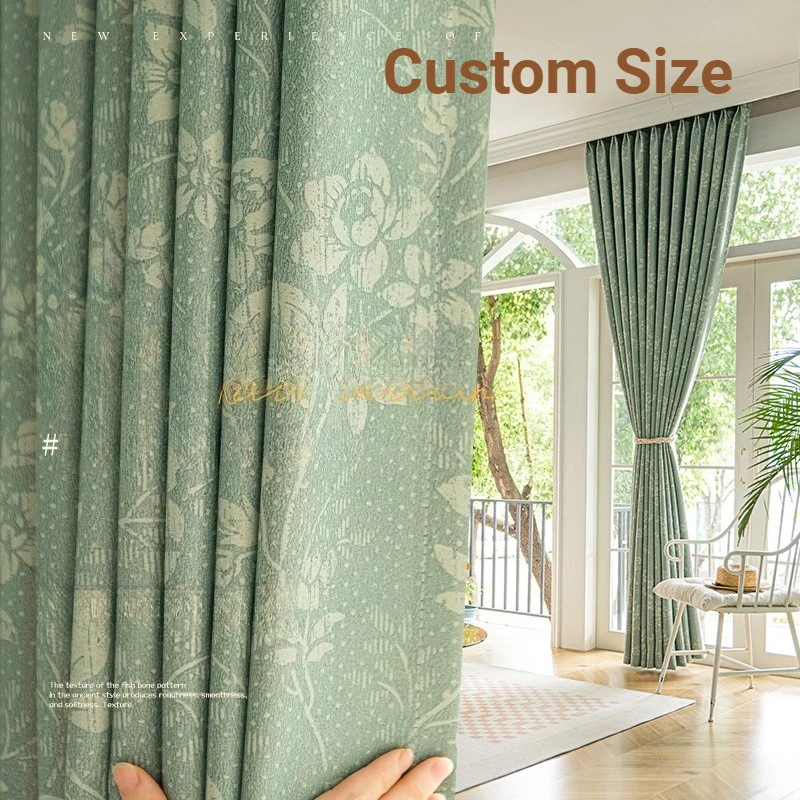 Custom Size Luxury Downton Abbey High-end Vintage Style Chenille Fashion Blackout Curtains for Living Dining Room Bedroom