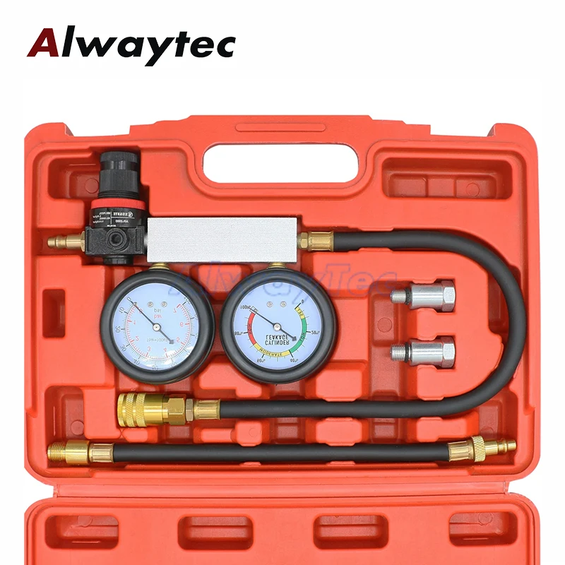 Automotive Cylinder Leak Detector TU-21 Double Petrol Engine Gauge Tool Compression Test Leakdown Detection Diagnostic Gauge