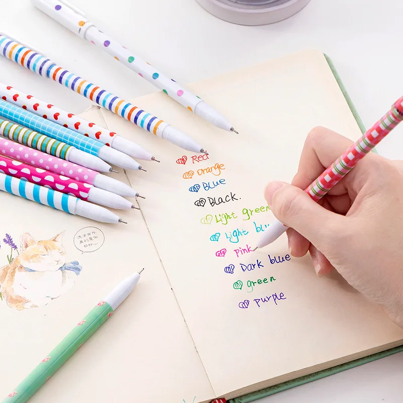 10 قطعة/المجموعة لطيف الطازجة الأزهار هلام أقلام مجموعة Kawaii الملونة هلام القلم العودة إلى المدرسة القرطاسية العنصر ل مخطط DIY رسم اللوحة