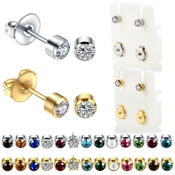 2pcs Mini Pearl Star Stud Earirngs for Women Red Green Blue Zirconia Ear Cartilage Piercing Gun Earring Fashion Body Jewelry