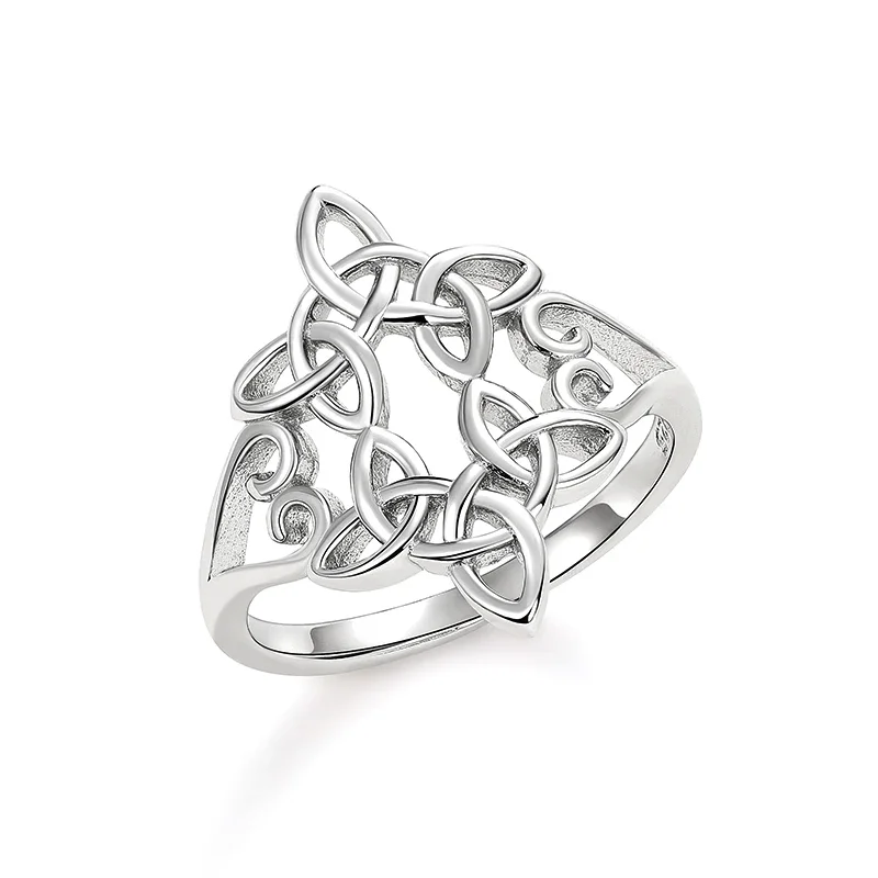 Huitan 925 sterling zilveren ringen voor vrouwen minimalistische Keltische knoop ontwerp vingeraccessoires elegant temperament bruiloft sieraden