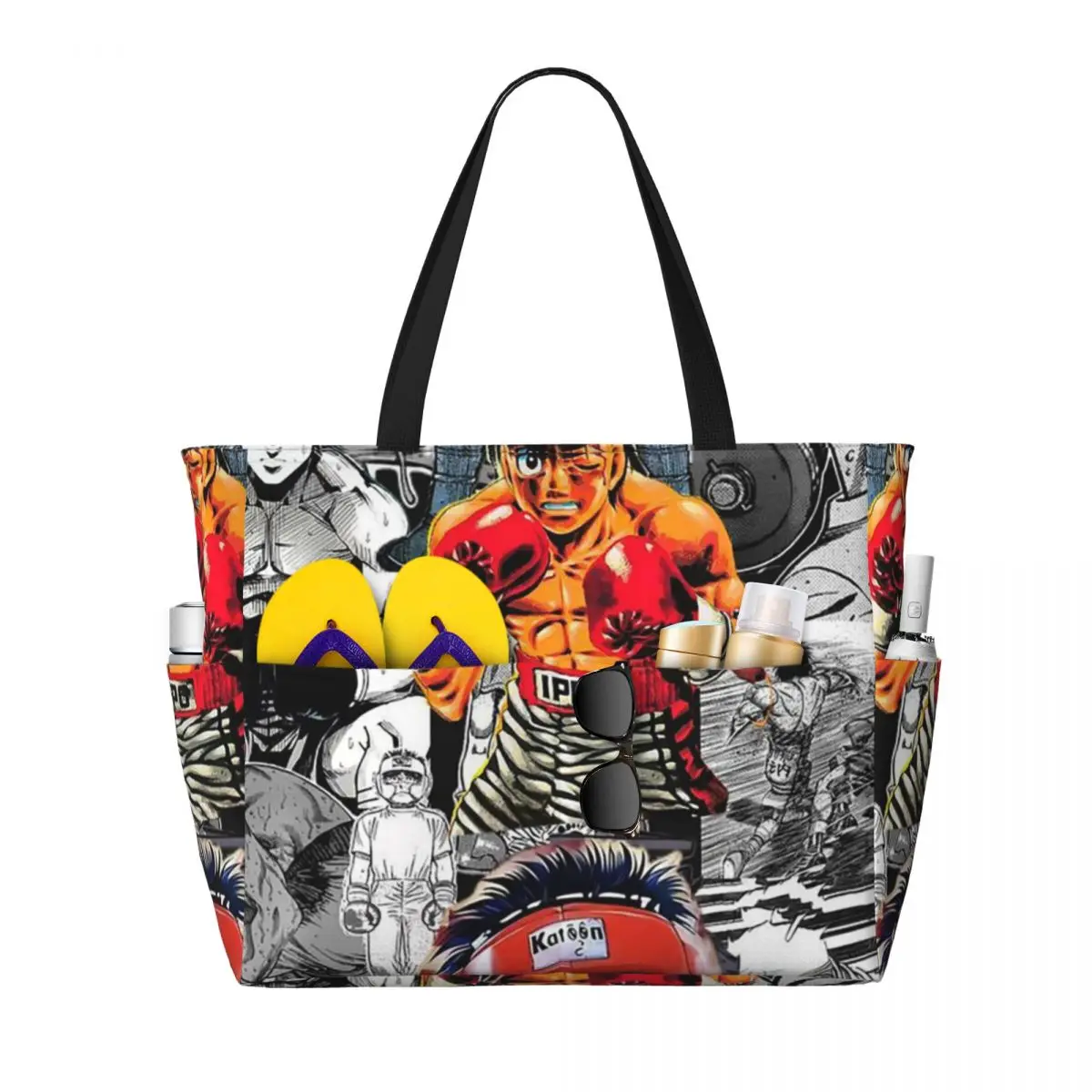 Anime Hajime No Ippo Kamogawa Boxing Gym KBG Makunouchi Takamura Beach Tote Bag Large Tote Bag Women Travel Bag Fitness bag