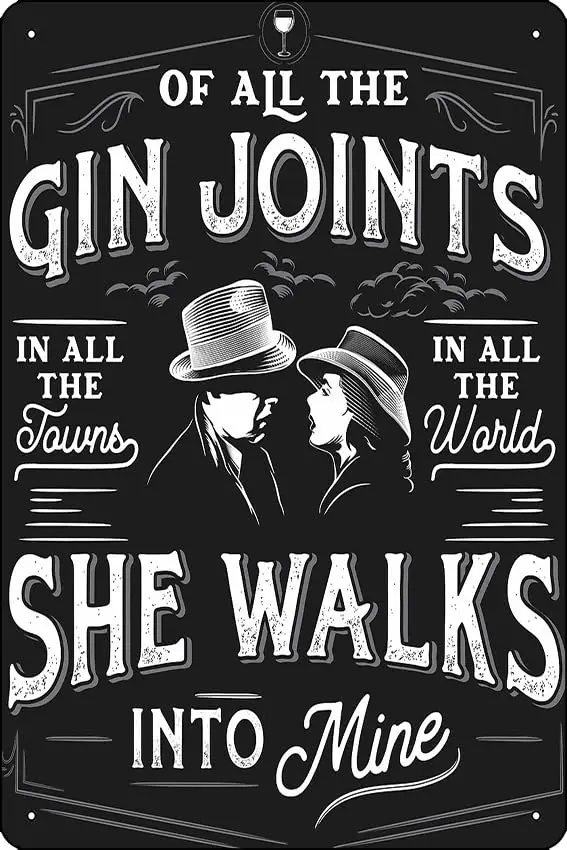 GIN JOINTS Poster Metal Tin Sign 12 X 8 Inch Funny Man Cave Home Office Bar Decor