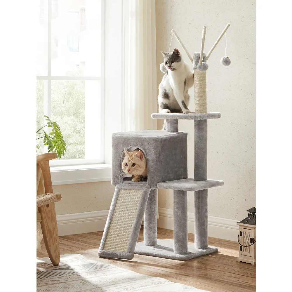 

Cat Tree, For Indoor Cats, Kittens, Multi-Level Plush Cat Condo, 16.5 X 12.6 X 46.5 Inches, Scratching Post,46.5in Cat Tower