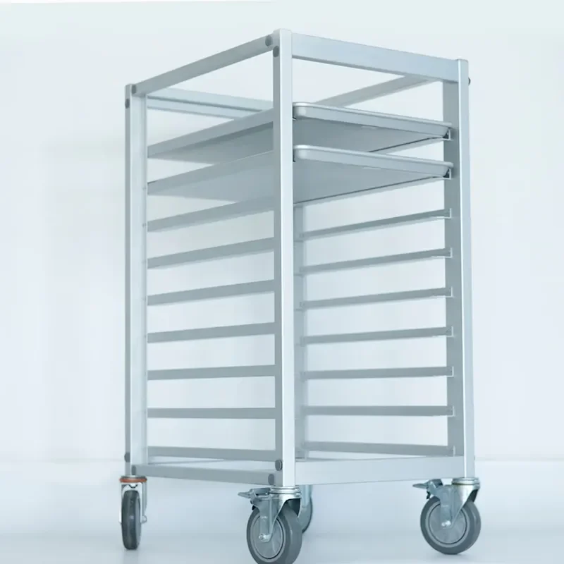 9 Shelves Commercial Baking Trays Trolley Aluminum Bread Display Rack