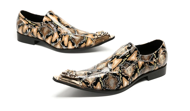 Herrenschuhe aus echtem Pythonleder, formelle Anzugschuhe mit Metallketten-Dekor, luxuriöse Modeschuhe für Frühling und Herbst, Business-Bankett-W – Detail 35
