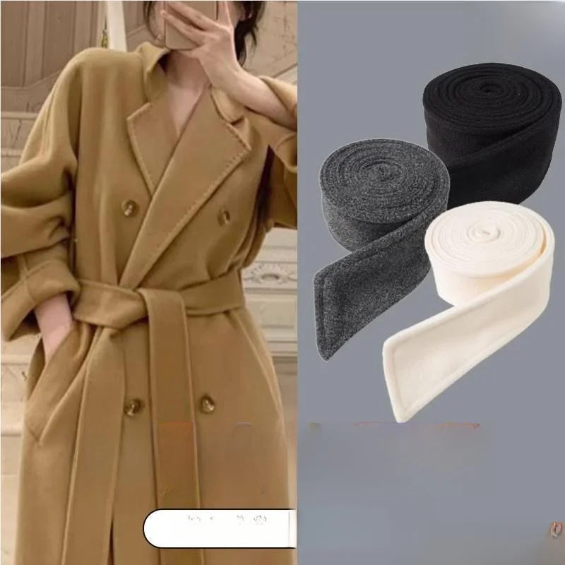 

Двусторонний шерстяной пояс для пальто из твида, осенне-зимний, с декоративным узлом, повседневный, для женщин