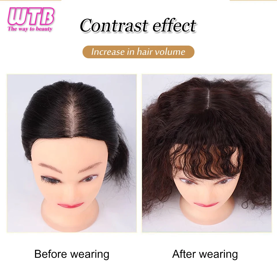 WTB Wig rambut keriting sintetis, klip rambut palsu atas ekstensi rambut, penutup pengganti hiasan rambut putih