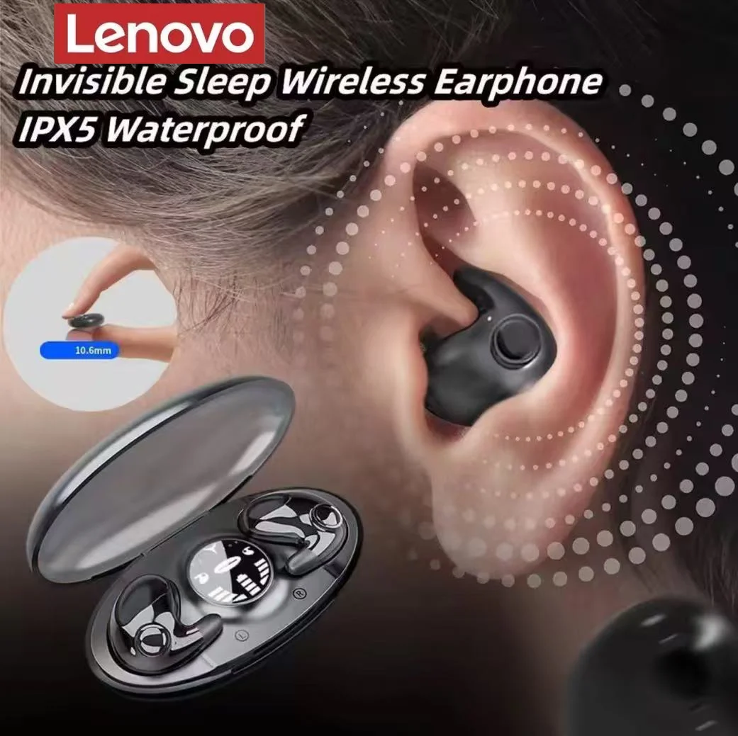 لينوفو غير مرئية النوم سماعة لاسلكية TWS بلوتوث 5.3 سماعات سماعات أذن مخفية مقاوم للماء الحد من الضوضاء سماعة رياضية