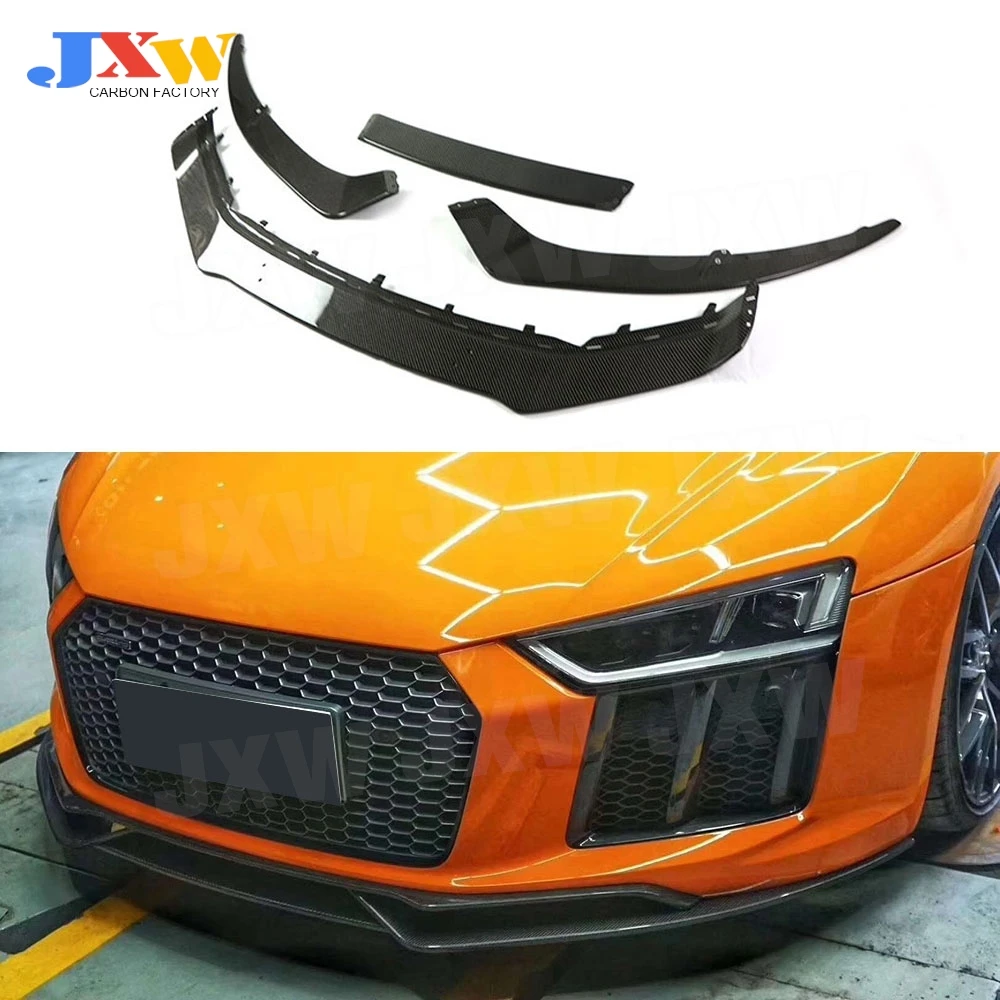 JXWANCF Carbon Fiber Front Lip Spoiler Bumper Chin Shovel Splitters Aprons For Audi R8 2016-2019 FRP
