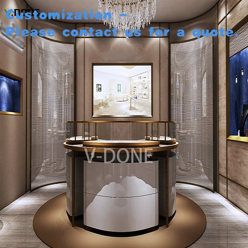 

custom.Whole Store Customization High-end Luxury Retail Round Jewelry Display Cabinet Glass Display showcase Watch Display