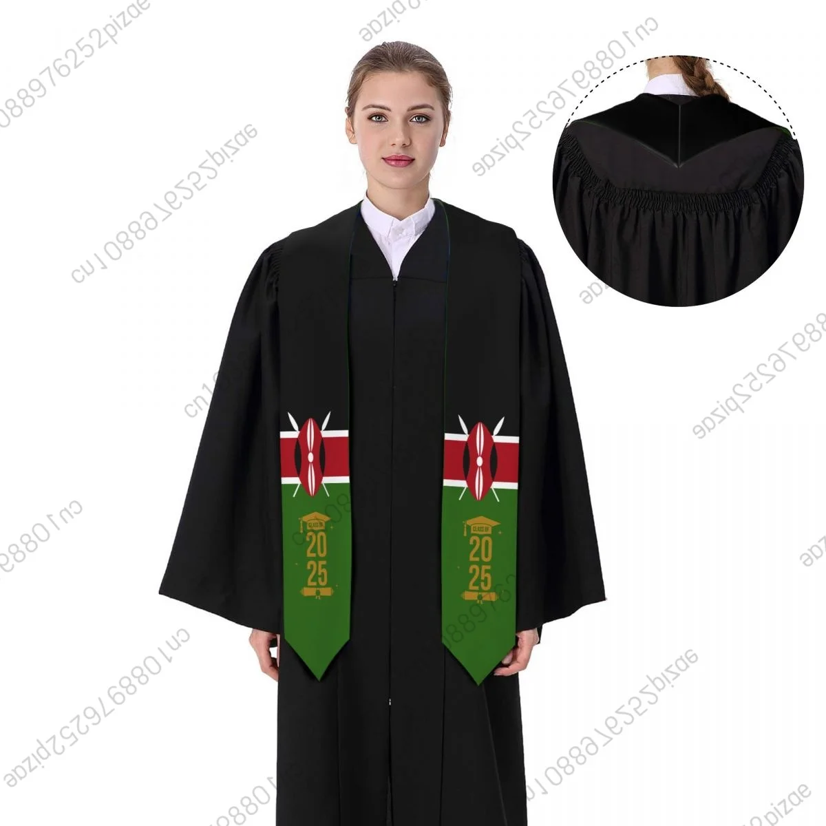 

New Kenya Flag Class Of 2025 183*13CM Graduation Stole Sash Scarf For International Students Proud
