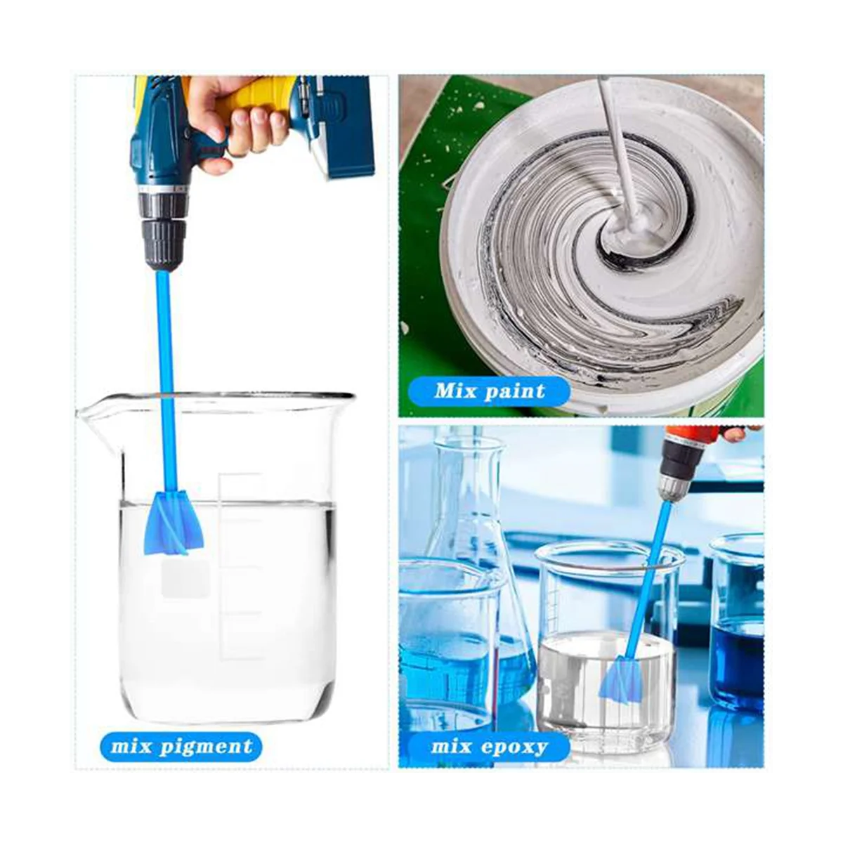 مرفق خلاط الحفر للراتنج ، خلاط راتنجات الايبوكسي ، النمام دوامة لخلط الطلاء ، حزمة من 5