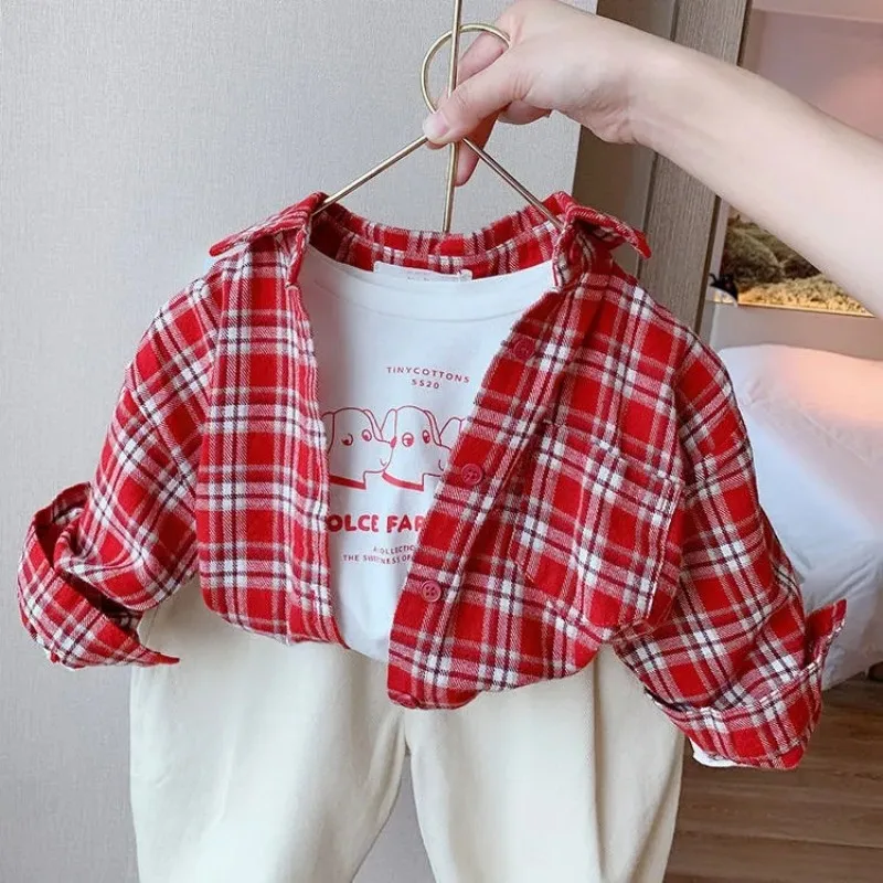 Camicie per bambini primavera e autunno ragazzi e ragazze a maniche lunghe in cotone Polo collo camicia fondo t-Shirt bambino Top