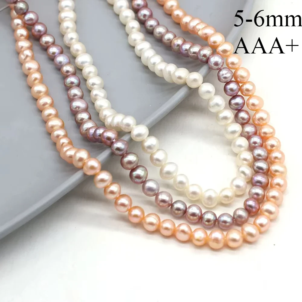 5-6mm AAA High Quality Natural Freshwater Pearl Near Round Beads for Jewelry Making Supplies DIY Necklace Bracelet Accessories