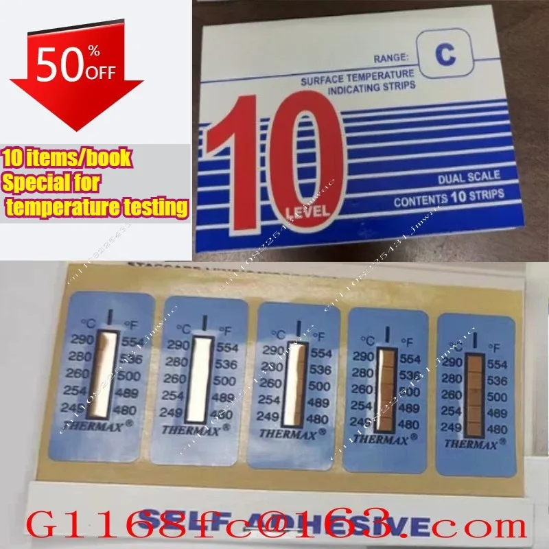 10 Items/book Temperature Measurement Paper, Laboratory  Testing Paper Sticker with Eight or  Irreversible