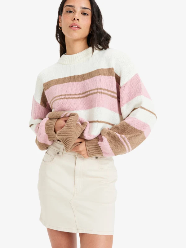 Nieuwe 2023 Dames Losse Streep Basislaag Trui Zoete Woon-werkverkeer Binnen- en Buitenkleding Casual Comfortabel Nylon Lange Sve